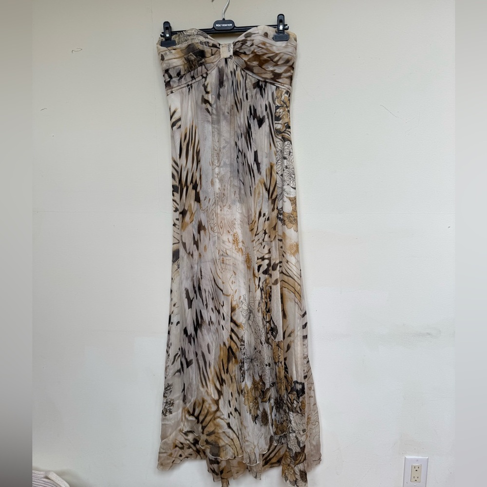 Gwen Stefani Collection for A.B.S Elegant Animal Print strapless Maxi Dress